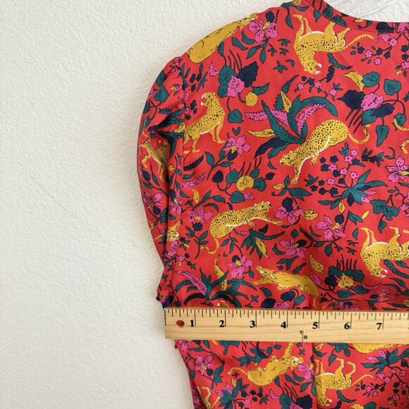 J. Crew Collection Dress Size 2 Silk Tiered Ruffle In Jungle Cat Print Midi Boho - Picture 14 of 16